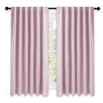 NICETOWN Rod Pocket Curtain Draperies - Nursery Preteen Girls Blackout Panels with Back Tab & Rod Pocket Design, W52 x L63 in Baby Pink, 2 Pcs