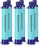 Membrane Solutions Water Filter Straw, 0.1 Micron Personal Water Filter Survival Portable Gear, NSF/ANSI 42&372&401 certificated, for Camping, Hiking, Travel, Emergency Preparedness, Blue, 6 Pack