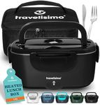 TRAVELISIMO Electric Lunch Box for Adults, 80W Heated Lunch Box 1.5L Stainless Steel Heated Lunchbox For Adults, 12/24/110V Self Heating Lunch Box for Car Truck Work, Loncheras para Hombres de Trabajo