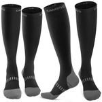 CAMBIVO 2 Pairs Compression Socks for Women and Men(20-30 mmHg), Fit for Running, Hiking, Flight, Swelling, Leg Pain Relief(HC30 Black, LXL)