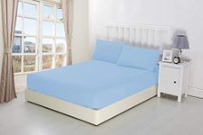 Extra Deep Fitted Sheets 16"/40CM Deep Luxury Percale (King, Sky Blue)