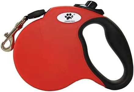 CROWN PAWS 16 ft Retractable Dog Leash for Large Dogs up to 110 lbs,Tangle-Free Nylon Tape,Red Dan L