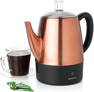 Mixpresso Electric Coffee Percolator Copper Body with Stainless Steel Lids Coffee Maker, Percolator Electric Pot - 4 Cups, Copper Camping Coffee Pot