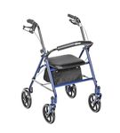 Drive Medical Four Wheel Walker Rollator with Fold Up Removable Back Support, Blue