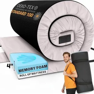Matrix Cell 4 inch Queen Memory Foam Floor Mattress Pad, Roll Up Mattress, Guest Floor Mattress for Adults, Roll Away Bed for Sleepover, Sleeping Mat, Cot Mattress Pad, Heavy Duty Travel Cot Pad