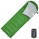 KingCamp Oasis 250 Light 3-Season Envelope Shape Sleeping Bag with Hood For Camping/Hiking/Trekking, Can Be Joined Together Left and Right, Oasis 250, Grun L