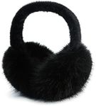 RUIKUNA Women Winter Ear Muffs Fluffy Faux Fur Earmuffs Foldable Ear Warmer Girls Soft Ear Covers (A-black)