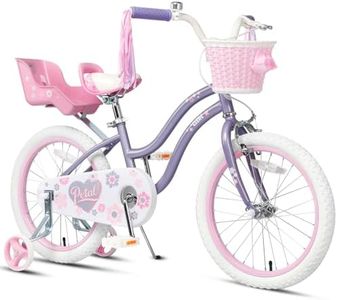 Glerc Petal 18 Inch Girls Bike for Ages 5-9 Years, Kids Bike with Training Wheels, Basket & Streamers, Princess Style Kids Bicycle, Toddler Bike Gift for Big Girls