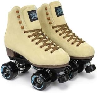 Sure-Grip Boardwalk Unisex Outdoor Roller Skates Material of Leather, Rubber, Suede & Aluminum Trucks | Comfortable, Extra Long Laces - Suitable for Beginners (Tan, Mens 7 / Womens 8)
