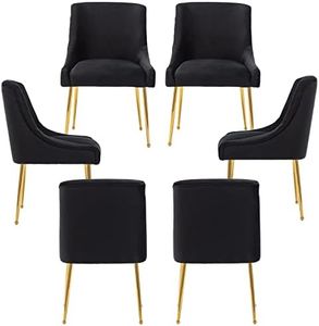 ZHENGHAO Black Dining Chairs Set of 6, Upholstered Dining Room Chairs with Gold Legs Modern Velvet Accent Chairs for Black pc 6pc
