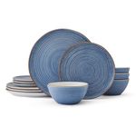 Pfaltzgraff Rowan Blue 12 Piece Plate Bowl Dinnerware Set, Service for 4