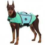 EMUST Dog Life Jackets, Durable Dog Life Jackets for Swimming, Boating with High Visibility, Stylish Dog Swimsuit with D-Ring for Dog Leash for Swimming, Boating, Kayaking, Turquoise, XL