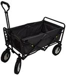 Mac Sports 150 Pound Collapsible Folding Heavy Duty Steel Frame Outdoor Camping Garden Utility Wagon with Adjustable Handle Lock, Black