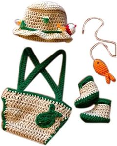 Mutong Newborn Photography Props Baby Photo Outfits Crochet Kintted Fisherman Set