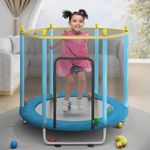StarAndDaisy Trampoline for Kids at Home with Safety Net Indoor & Outdoor Trampoline / 120KG Loading Capacity with Stainless Steel Frame & Legs -55 inch, 4.5 Feet - Blue
