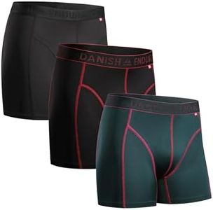 DANISH ENDURANCE Lot de 3 Boxers de Sport, Respirants et Légers, Évacuent la Transpiration, pour Homme, De Plusieurs Couleurs - Lot de 3 (1 x Noir, 1 x Vert/Violet, 1 x Noir/Rouge), XX-Large