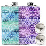 Mermaid 8oz Hip Stainless Steel Flask Whith flasks for Liquor for Women,Whiskey Flask for Women,Great Gift Idea Flask (Blue and Purple)