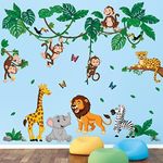 DECOWALL DSL-8069 Jungle Animal Cartoon Wall Stickers Kids nusery Wall Decals Baby Room Home Girls Woodland playroom Fox Safari Tiger Lion Monkey Boys