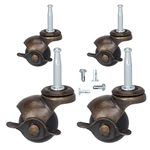 1.5" Ball Casters Stem Caster Wheels with 5/16" x 1-1/2" (8 x 38mm) Stem Antique Gold Ball Caster Swivel Caster for Furniture Casters Sofa Chair Cabinet Set of 4 (with Brakes)