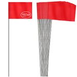 Anley Stake Flags - 4" X 5" Vinyl Marking Flags with 15 inches Steel Pole - Tool for Industrial, Landscaping, Underground Utilities, Sewers, and Surveying(100 Pcs, Red)