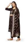 Fashion Dream Women's Dola Silk Suit Set With Dupatta (FDWSET00084 BWN S_Brown_S)