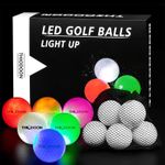 THIODOON Glow in The Dark Golf Ball Upgarded Timer Resettable for Night Sports Super Bright LED Glowing Golf Balls Long Lasting Light up Golf Ball (6 Pack)