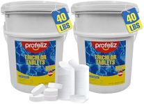 PROFELIZ 2-Pack Chlorine Tablets 3 Inch for Swimming Pools, Kills Bacteria and Stops Algae, Slow Dissolving,Exclusive Protective Packaging,Pool Chlorine Tablets,2X 40 lbs Bucket,Total of 80lbs