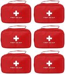 AOUTACC 6pcs First Aid Bag Empty, Waterproof Durable First Aid Kit Bag Empty with Zippered,First Responder Storage Medicine Emergency Bag for Home Office Kitchen Outdoor Travel Camping Activities-Red