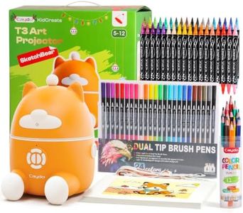 Caydo T3 Smart Drawing Projector Kit, Includes 12 Colored Pencils, 36 Acrylic Paint Markers, 24 Watercolor Markers & 50 Sheet Drawing Paper, Art Craft Birthday for Kids Ages 5-12