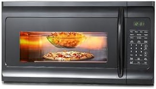Commercial Chef 1.7 Cu. Ft. Over-The-Range Microwave Oven, 1000 Watt Microwave with 10 Power Levels, 300 CFM Hidden Vent Hood Fan, Touch Controls, LED Display, 10 Preset Options, CHMR17GB, Black