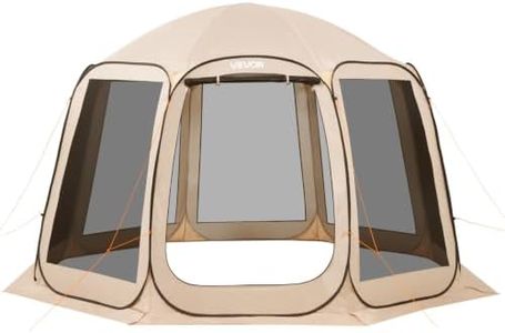 VEVOR Pop up Screen House Tent, 12 x 11 ft, 10-12 Person Screen Gazebo, Portable Screened in Canopy with Carry Bag, Netting Sides, Ground Stakes, for Garden, Patio, Backyard, Outdoor Activities, Beige