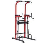 SogesPower Strength Training Dip Stands Power Tower Dip Station Pull Up Bar for Home Gym Multi-Function Adjustable Height Strength Training Workout Equipment