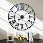 Moustache 32 inch Large Wall Clock for Home Decor, Retro Roman Giant Metal Wall Clocks Silent, Precision Jumping Seconds Movement for Living Room, Offices, Cafes, Hotels -Black