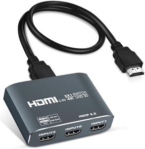4K@60HZ HDMI Switch 3 in 1 out, Aluminum HDMI Switcher 4K with 1.2M HDMI Cable, 4K HDMI Switch Box Supports HDCP2.2, HDR10, 18Gbps, for Fire Stick, PS5/4, Game Consoles, Roku, PC