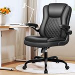 Brick Attic Office Chair, Executive Office Chair Ergonomic Leather Desk Chair with Wheels Swivel Computer Task Chair with Lumbar Support and Flip-up Armrests Black