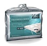 2" European King Bed Size Continental Hotel Quality White Goose Feather & Down Mattress Topper, 100% Down-Proof 230TC Cotton Casing, Anti-Dust Mite (160cm x 200cm x 5cm) By Littens