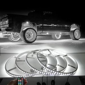 NBWDY 15.5IN White Wheel Lights for Turck,Waterproof Pure White Wheel Ring Lights Rim Lights Tire Lights with New Upgrate APP RF Remote Control for Truck Car SUV Pickup