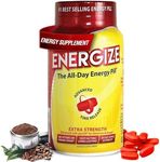 Energize Extra Strength Caffeine Pills, Fast Acting Long-Lasting Energy Pill with Extended Time Release Caffeine, Improved Clarity & Energy Support for Men & Women, No Jitters, No Crash (60 Tablets)