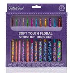 The Quilted Bear Floral Crochet Hook Set – 12 Premium Soft Grip Crochet Hooks with Ergonomic Polymer Clay Handles for Comfortable & Effortless Crocheting (2mm–8mm)