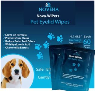 NOVEHA Dog Eye Wipes, Gentle Tear Stain Remover, Eye Hygiene, and Allergy Relief (60 Counts)