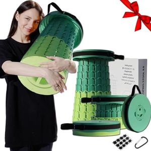 Upgraded 19.7"Portable Telescopic Stool with Larger Seat&Load Stronger Collapsible Folding Stool with Cushion Retractable Telescoping Foldable Chair Sturdy for Adults Camping Fishing Hiking BBQ