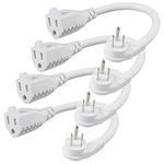 Flat Plug Short Power Extension Cord - 6inch Low Profile Flat Head 3 Prong Grounded Indoor Extension Cord, Rated for 13AMP,16AWG Heavy Duty White Electrical Extension Cord with Flat Wall Plug