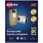 Avery TrueBlock Shipping Labels for Inkjet/Laser Printers, 2" x 4", White, Rectangle, 1000 Labels, Permanent (5163) Made in Canada