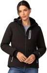 Free Country Women's Winter Softshell Coat Jacket Lined Warm Insulated Hooded Fleece Water & Wind Resistant-Black-Size S