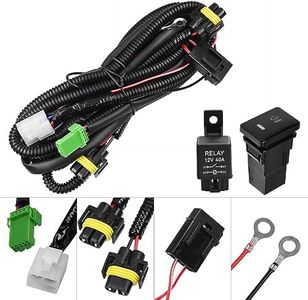 HUIQIAODS H11 H9 880 881Fog Light Wiring Harness Socket Wire Connector with 40A Relay ON/OFF Switch Kits for Toyota GM Hyundai Accent Elantra Peugeot LED Work Lamp Driving Lights Etc