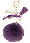 DORRON iAccessories Faux Fur Pearl Pom Pom Key Ring Keychain for Girls Bag Scooty Bike Car Keys (Purple)