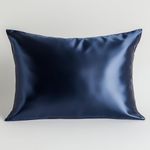 COOLBEDS Satin Pillow Covers for Hair | Silk Pillow Case for Hair & Skin | Satin Silk Pillow Cover | 3 Scrunchies for Women | Satin Pillow Case Envelope Closure, 400TC (NAVYBLUE)