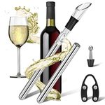 LEBEXY Stainless Steel Wine Cooling Rod with Spout and Decanter Aerator, Gift for Wine Lovers, Wine Cooler Bar, Wine Cooling Rod, Bottle Cooler, Bottle Cooler Set, with 2 Pieces Cooling Rod