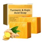 2Pcs Original Kojic Acid Soap & Turmeric Soap Bar For Face & Body, Dark Spot Remover for Face(Pack of 2/100g each)