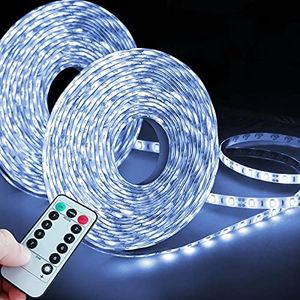 Homeleo 2 Pack Battery Powered Led Strip Lights Bright White, Waterproof Battery Operated LED Strips with Remote for Closet Cabinet Golf Cart Christmas Halloween Party Costume Bedroom Decorations
